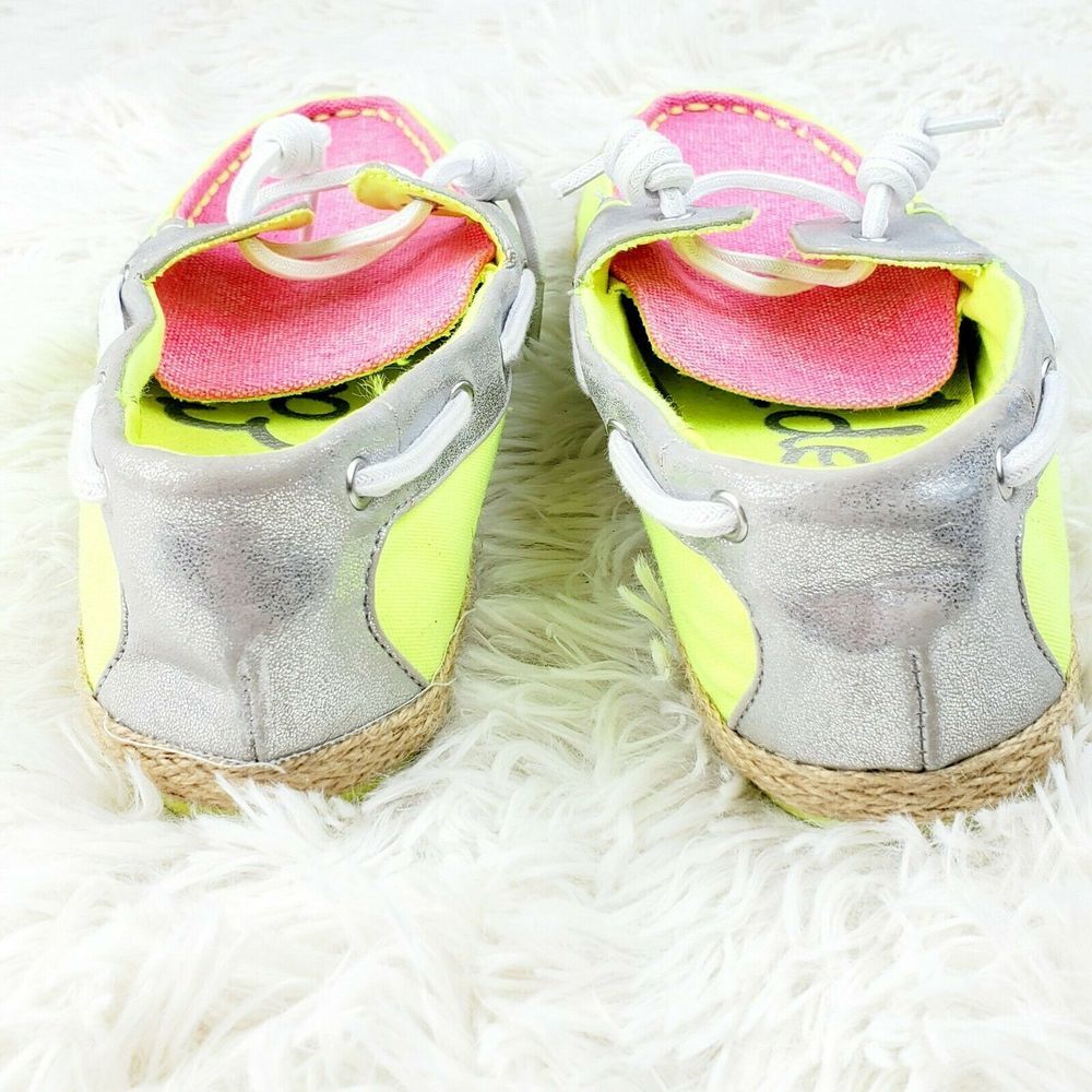 Sam Edelman Sebastian Neon Green Pink Loafers Sz 5 - Picture 3 of 6